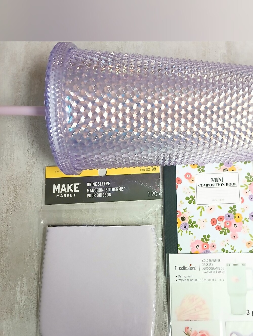 Lavender Textured Tumbler & Coordinated Stationery Set